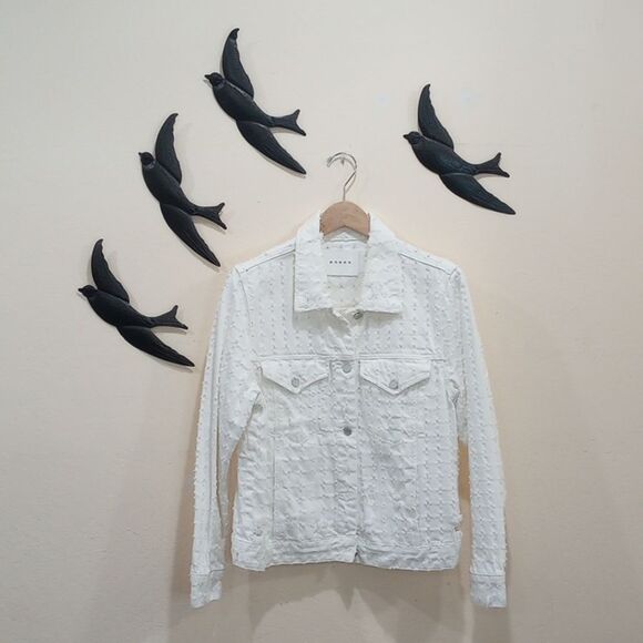 Blank NYC Eye On You White Distressed Denim Jacket - L - Picture 4 of 14